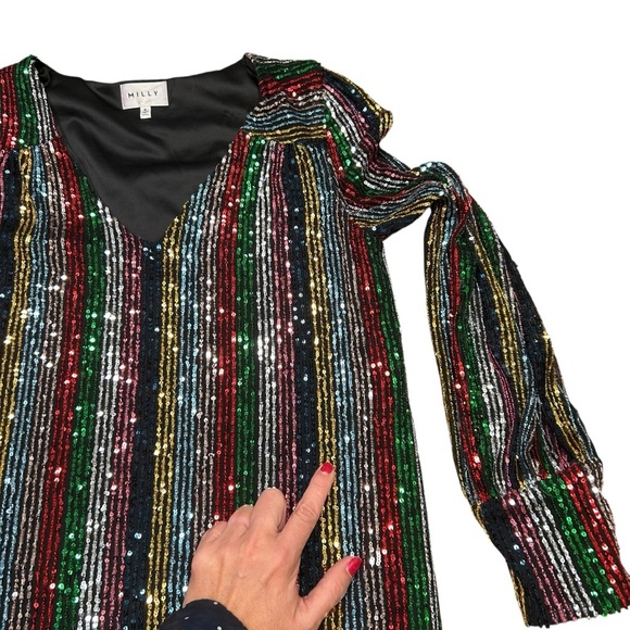 Milly Nylah rainbow sequins shift dress size 6 Swifties sparkle New Year’s party - Picture 9 of 10